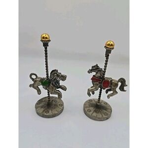 Carousel Horse Figurines~ Pewter ~4inch ~Set Of 2